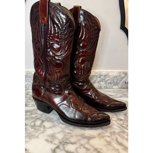Vintage Texas Imperial by Texas Boot Co Western Boots Oxblood Leather 11B